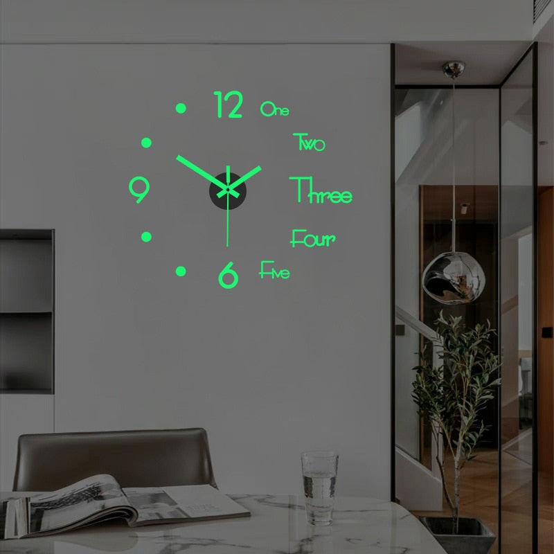 3D Wall Clock Luminous Frameless - Delightful Decor