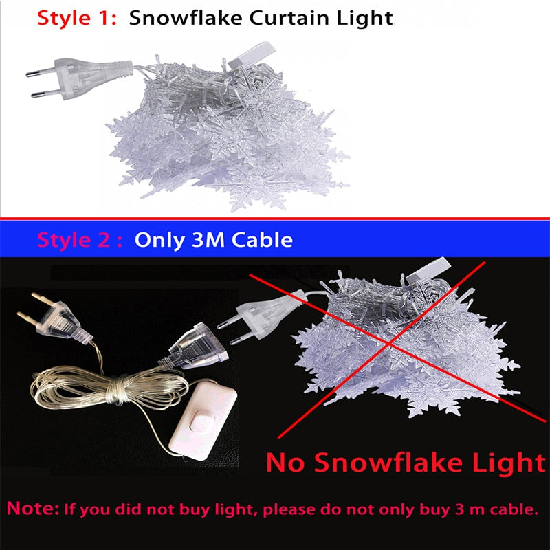 3.5M Christmas Snowflake Curtain Led Light - Delightful Decor