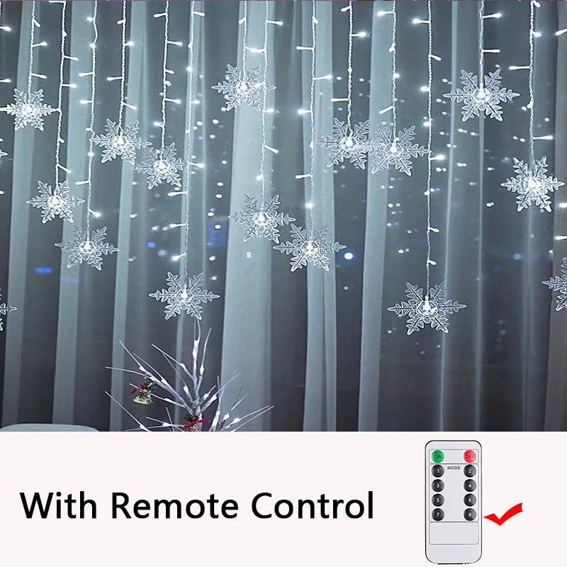 3.5M Christmas Snowflake Curtain Led Light - Delightful Decor