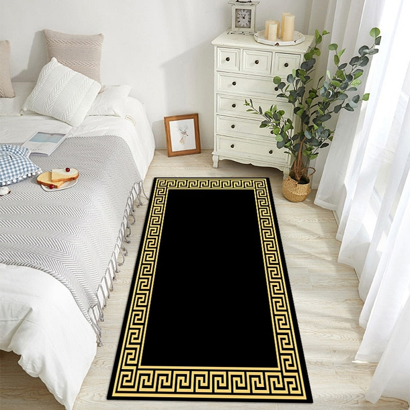 Black Yellow Geometric Pattern Rug - Delightful Decor