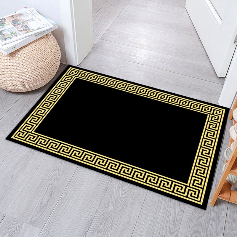 Black Yellow Geometric Pattern Rug - Delightful Decor