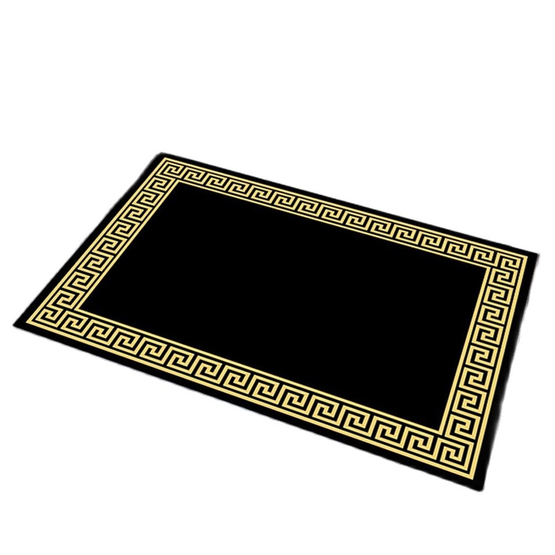 Black Yellow Geometric Pattern Rug - Delightful Decor