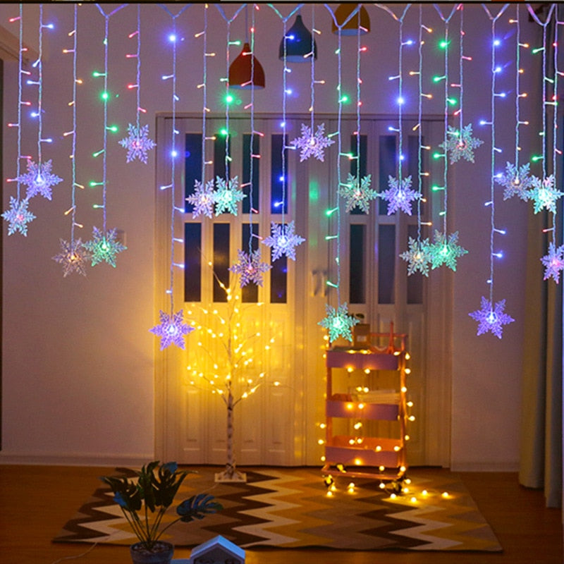 3.5M Christmas Snowflake Curtain Led Light - Delightful Decor