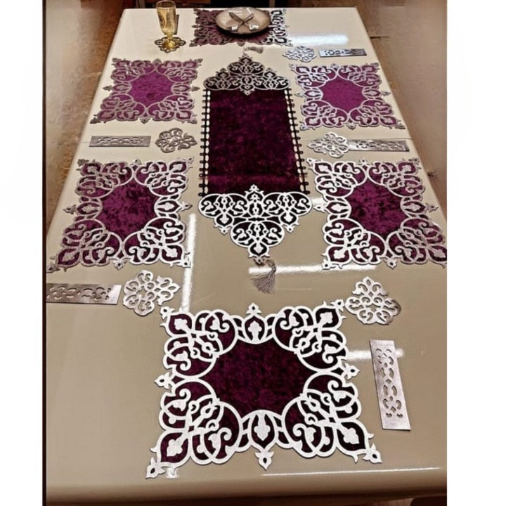 Gold Silver-Top Velvet Table Dinner Set - Delightful Decor