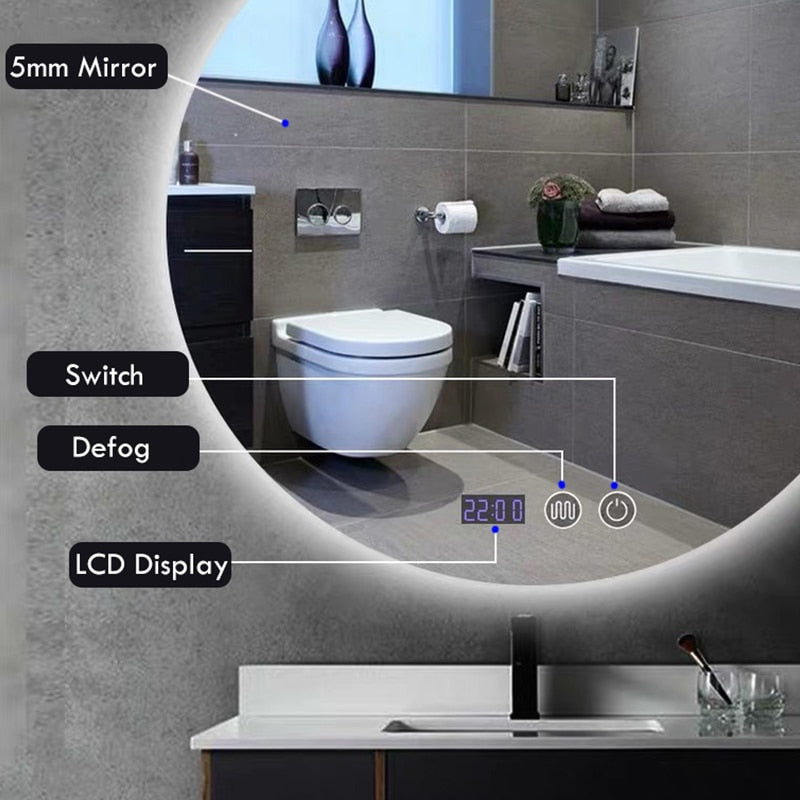 Round Smart LED Bathroom Mirror - Delightful Decor